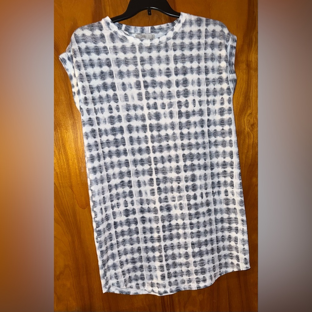 Dalia Navy and White Patterned Dress